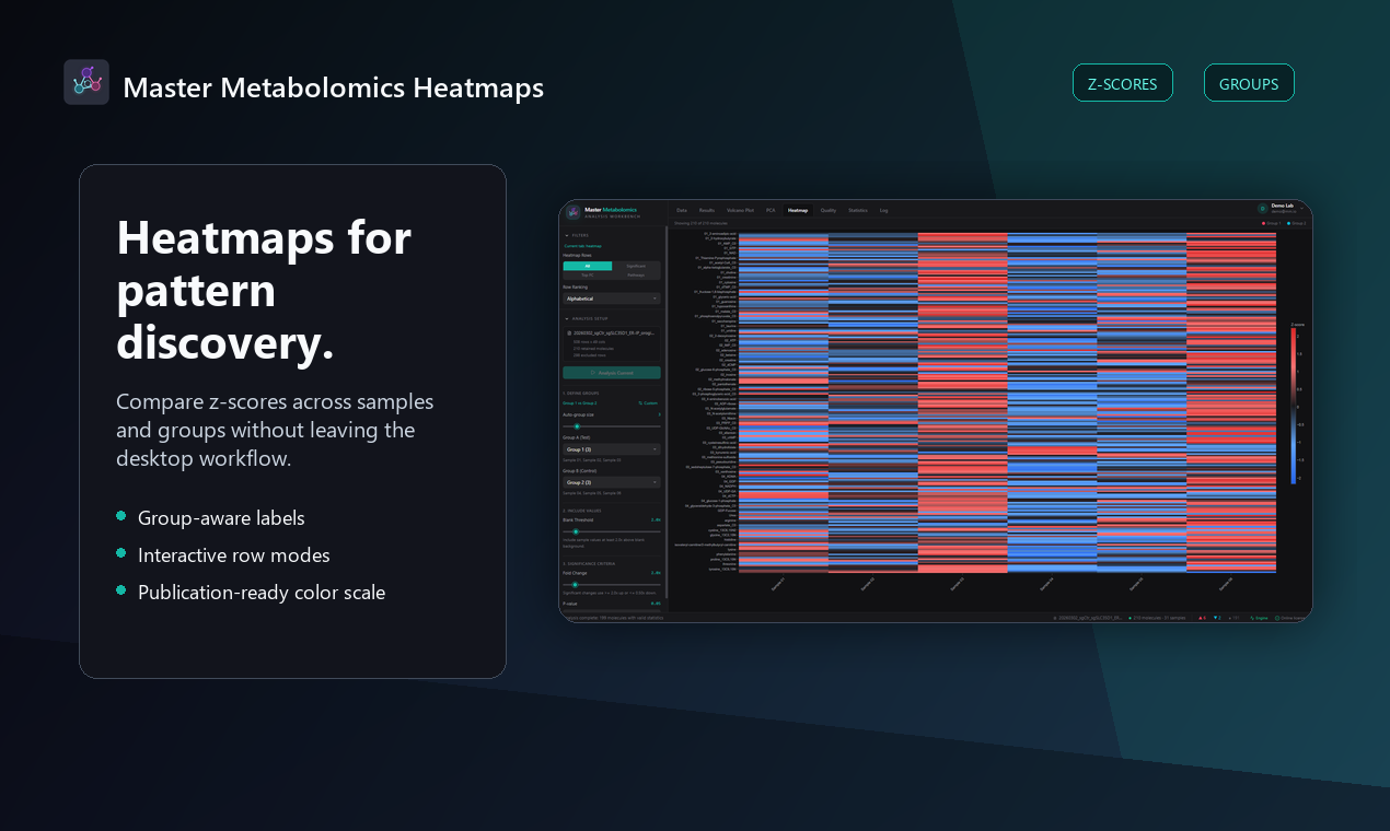 Master Metabolomics heatmap analysis view